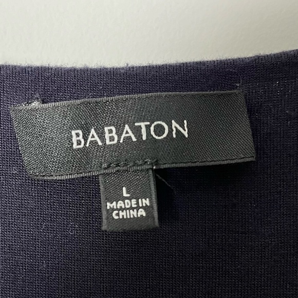 EUC Aritzia Babaton Navy‎ Blue Long Sleeve Dress V-Neck Size Large Ruching Front - Picture 3 of 13